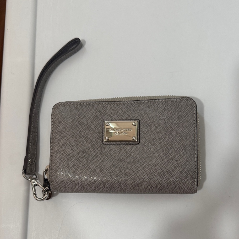 Michael Kors Metallic Gray Wristlet